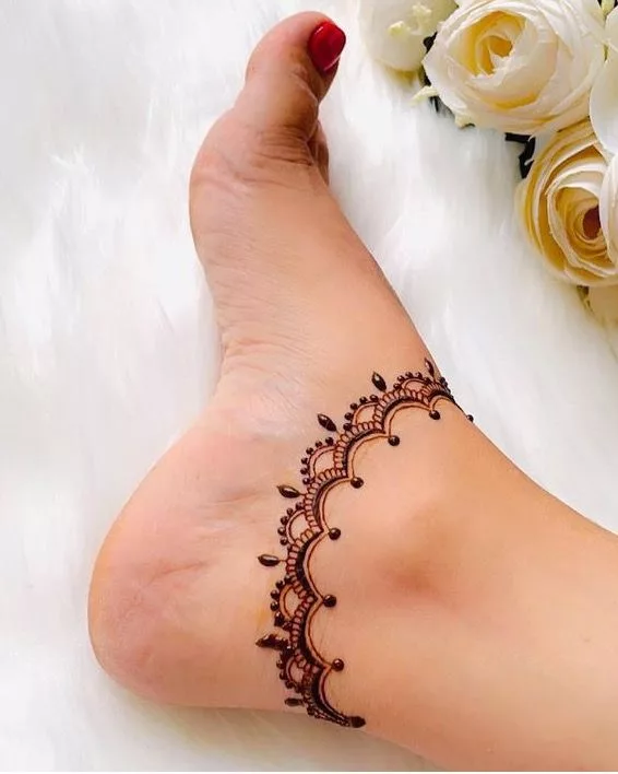 Ankle Side Feet Mehndi Design
