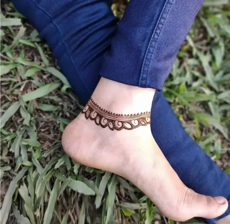 Ankle Side Feet Mehndi Design