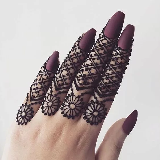 Finger Mehndi Design with Simple and Easy pattern design
