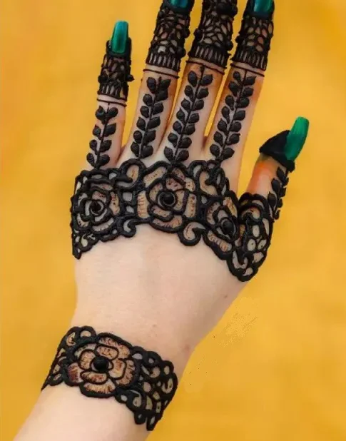 Finger Mehndi Design - Simple and Easy Flowers