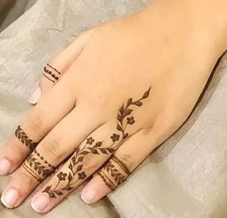 Finger Mehndi Design - Simple and Easy flower