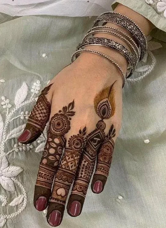 Back hand finger mehndi design