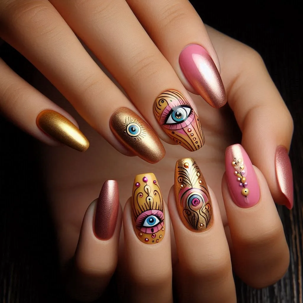 Trending Evil Eye Nail Art Designs for Good Luck
