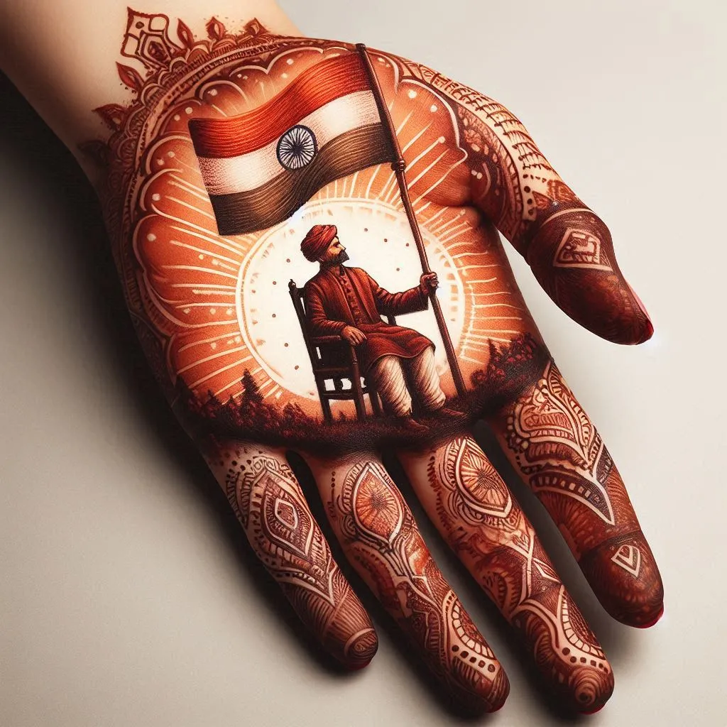 Independence Day Mehndi Design with flag