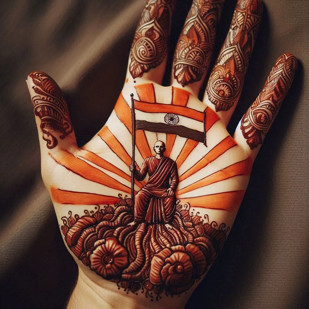 Independence Day Mehndi Design with flag