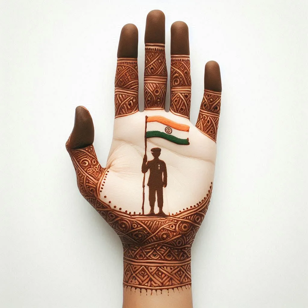 Independence Day Mehndi Design with flag