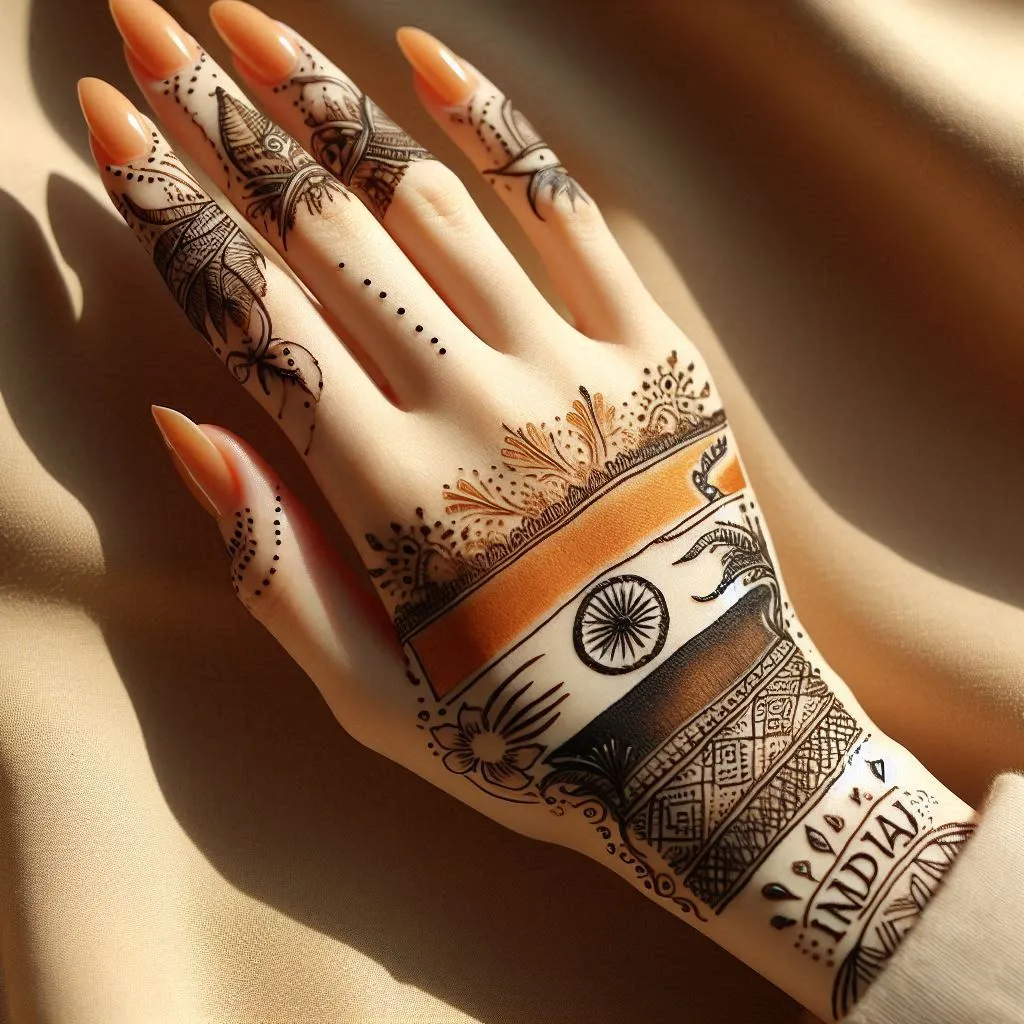 Independence Day Mehndi Design with flag