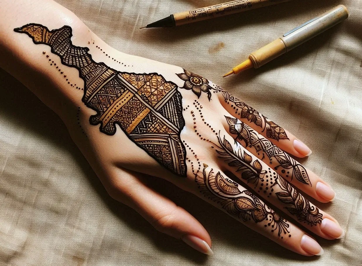Independence Day Mehndi Design with India map