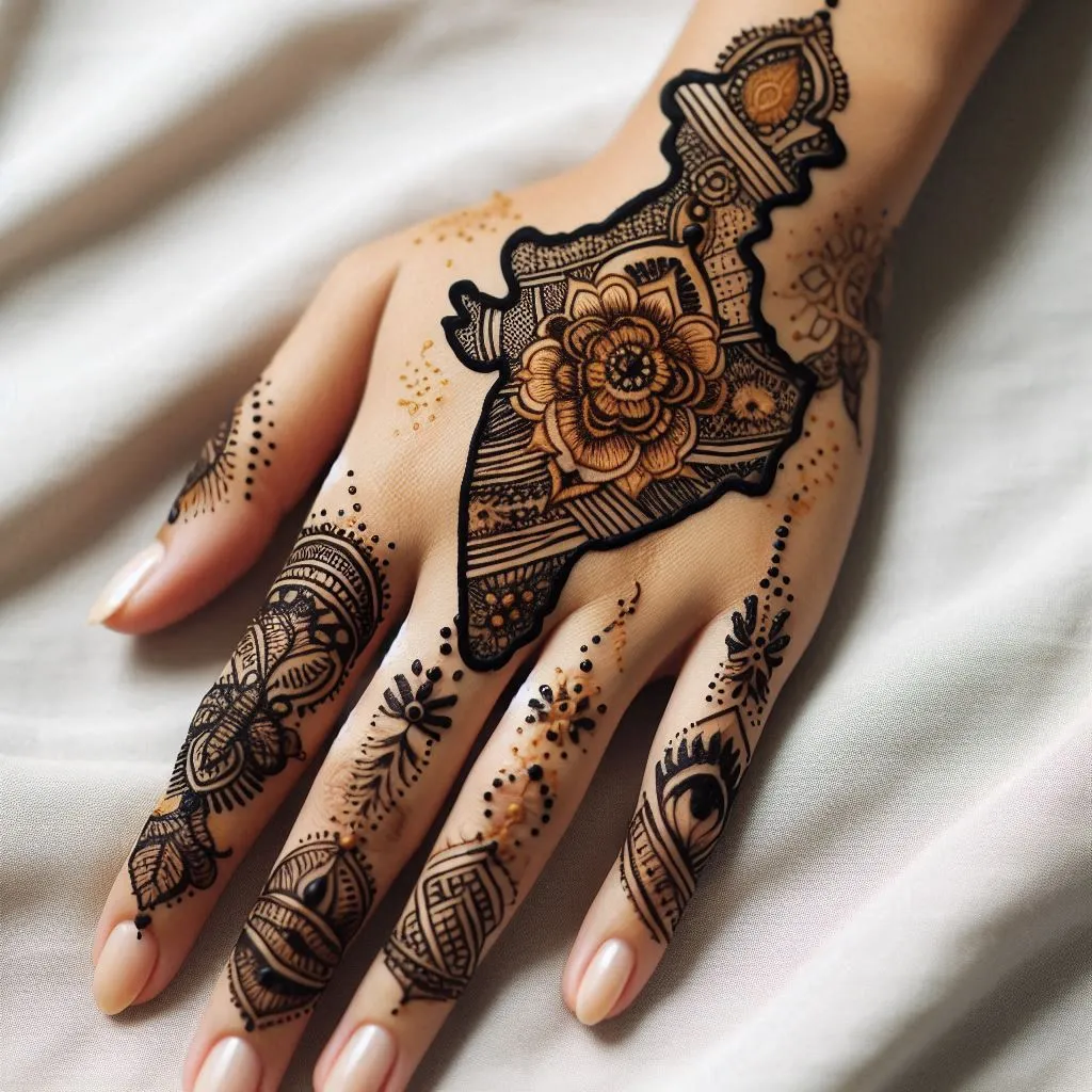 Independence Day Mehndi Design with India map