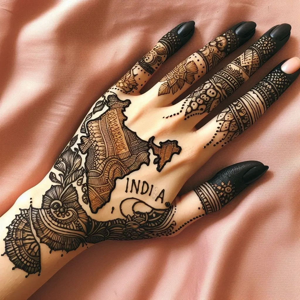 Independence Day Mehndi Design with India map