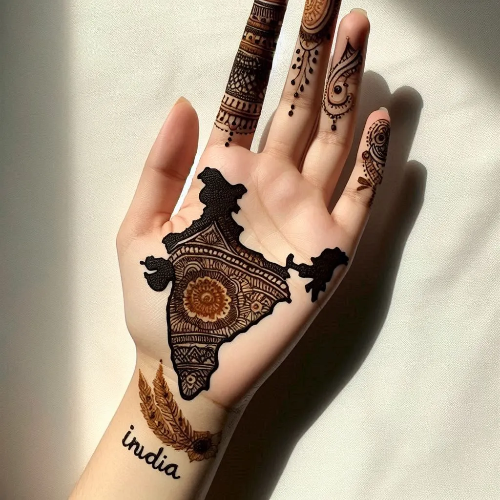 Independence Day Mehndi Design with India map