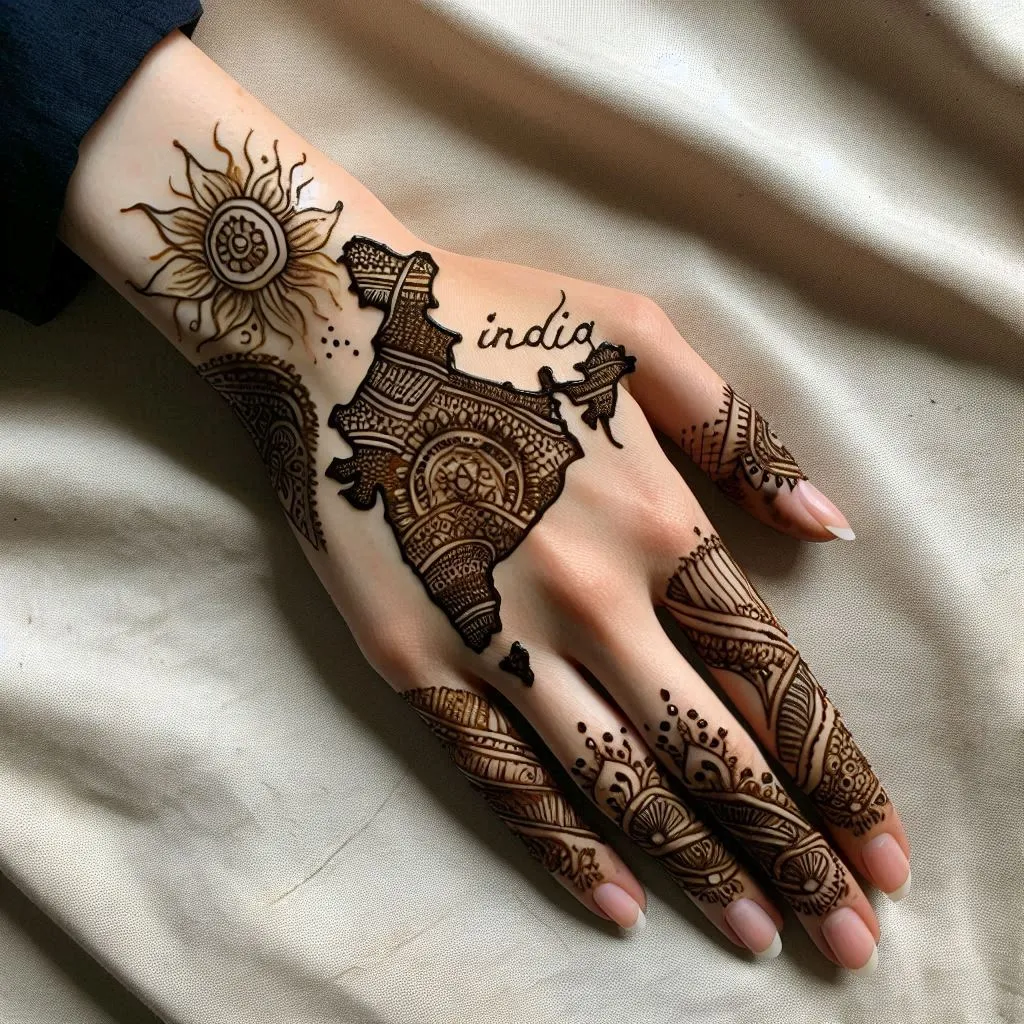 Independence Day Mehndi Design with India map