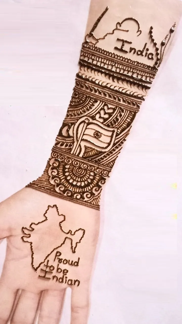 Independence Day Mehndi Design with India map
